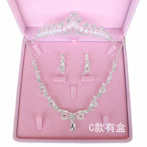 2021年人気のクリスタルブライダルヘッドジュエリー、ボックス5デザインイヤリングネックレスとティアラセット結婚式用ブライダルジュエリーセット - Product Image 3