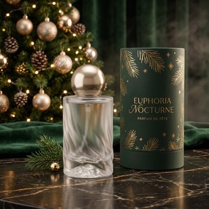 Flacon de parfum en verre transparent de 50 ml, vide, rechargeable, avec atomiseur, bouchon vert, pompe dorée, cadeau de Noël, gravure possible - Product Image 4