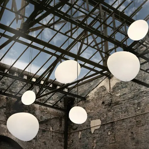 नॉर्डिक डिजाइनर गिलास गेंद झूमर लैंप होटल बेडरूम सजावट ETL86228 के लिए दूधिया सफेद कांच लटकन प्रकाश
