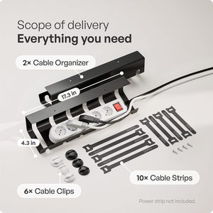 Set di Gestione Cavi da <span class=keywords><strong>Scrivania</strong></span> Facile da Montare Sotto il Tavolo, 2 Fascette per Cavi 10X, Organizzatore per Ufficio e Casa, Vassoio Portacavi - Product Image 3
