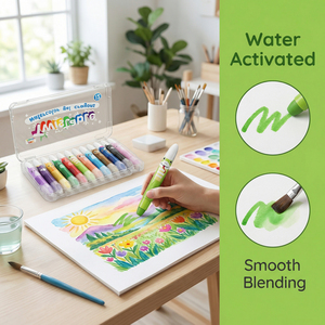 ジェルクレヨン12色セット レインボーカラー クレヨン ガラスや紙に描けるツイストアップキャップ付き - 滑らかに滑るジェルクレヨンセット - Product Image 3