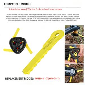 Paquete de 6 cuchillas de repuesto TLWAR-01 70289A Push-N-Load para desbrozadora inalámbrica a gas Weed Warrior PivoTrim Ugly Head Craftsman - Product Image 5
