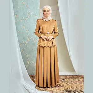 Новейший дизайн SIPO Eid, 2024, Малайзия, современный, Baju Kurung, вьетнамское кружевное мусульманское платье, атласное женское платье больших размеров, фабричное