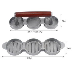 Üçlü <span class=keywords><strong>Burger</strong></span> Köftesi Presi Alüminyum Manuel <span class=keywords><strong>Burger</strong></span> Presi Biftek ve Turta İçin İki Delikli Ev Mutfak Kullanımı - Product Image 3