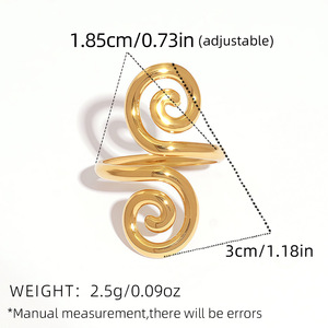 2026 18k Gold Plated Stainless Steel Shape Hollow <b>Opening</b> <b>Ring</b> for Unisex Women Daily Wear - Product Image 2