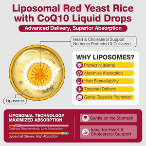 Complément de qualité supérieure à base de CoQ10 et de levure de riz rouge pour soutenir la fonction cardiovasculaire, les lipides sanguins, le vieillissement sain et la santé cardiaque - Product Image 2