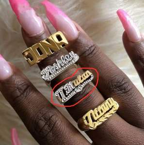 Anello Personalizzato con Nome 3D, Placcato Oro, Gioiello Hip-hop <span class=keywords><strong>Rock</strong></span> Esagerato <span class=keywords><strong>Punk</strong></span> per Uomo Unisex - Product Image 4