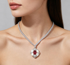 925 Silver Red <b>Ruby</b> <b>Necklace</b> Shines with a High-End Feel,Fashion a Great Gift for Girls on Holidays and Business Occasions L - Product Image 5