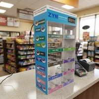 Présentoir de comptoir pour sachets de snus avec éclairage LED et support de boîtes de snus à poussoir