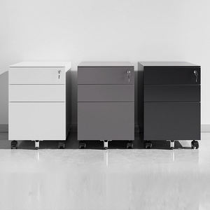 3 <b>Drawer</b> Adjustable Steel Cabinet with Key Lock Mobile Pedestal Storage Unit on Wheels for Office School Hospital Bedside Use - Product Image 2