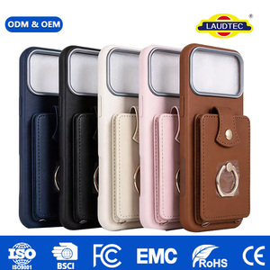 เคสโทรศัพท์แบบกระเป๋าสตางค์สำหรับ iPhone 18 Pro Max หนัง PU พร้อมห่วงนิ้วมือ ช่องใส่บัตร ป้องกันการตก  OEM ODM ขายส่ง - Product Image 1