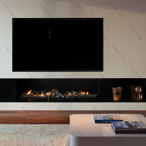 Crociera contemporanea 1524x380mm presa diretta in acciaio soggiorno interno 60 pollici telecomando camino a Gas naturale - Product Image 1
