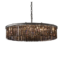 Lustre en cristal rétro américain, lustre de salon de style nordique, lumière circulaire simple, lampe suspendue de luxe à aspiration