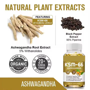 Capsules d'extrait d'ashwagandha indien de qualité supérieure pour un soutien quotidien au bien-être, un style de vie équilibré, une routine et une énergie constante - Product Image 5