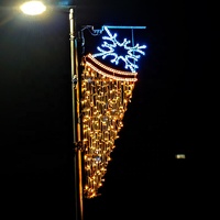 Lampadaire municipal à cadre en aluminium et décorations de Noël montées sur poteau, motif bonhomme de neige 2D, éclairage