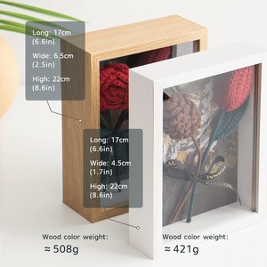 Custom Handmade crochet rose <b>picture</b> <b>frame</b> finished yarn woven desktop ornament tulip simulation flower Teacher's Day gift - Product Image 3