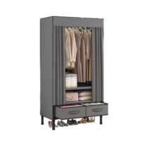 Garde-robe moderne portable pliable en métal conception ouverte système de garde-robe pliant noir gain de place appartement chambre à coucher meubles de maison