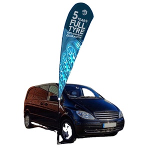 Bandera Publicitaria de Poliéster Resistente para Exteriores, con Base de Metal para Exhibiciones Comerciales, Lavado de Autos, Plegable y Portátil, con Diseño de Neumático de Auto - Product Image 4
