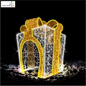 Décoration extérieure de Noël, motif de boîte cadeau géante lumineuse à LED pour l'éclairage et les décorations extérieures de Noël - Product Image 2