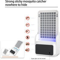 Tueur de moustiques USB compact avec 5 lumières violettes, plaques collantes remplaçables, silencieux et sûr pour la maison, le bureau et le restaurant