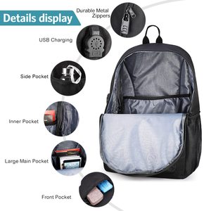 Sac à dos scolaire décontracté en polyester imperméable, best-seller, unisexe, pour adolescents et étudiants, utilisateurs d'ordinateurs portables, capacité 20-36L, fermeture éclair - Product Image 4