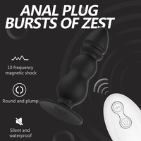 Fernbedienungsfähiger Analplug aus Weichem Silikon, Wasserdicht, Umweltfreundlich, 10-Frequenz Kabelloses Erwachsenen-Masturbationsspielzeug, Schwarzes Modell