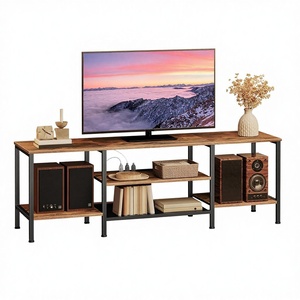 <span class=keywords><strong>Mueble</strong></span> de TV de Diseño <span class=keywords><strong>Industrial</strong></span> en Madera con Tomas de Corriente y Estantes Abiertos para Sala de Estar y Dormitorio - Product Image 1