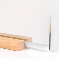 Support de présentation A5 en acrylique imprimé UV avec base en bois naturel à double fente, transparent, double couche, pour cartes de menu, design vertical, facile à utiliser