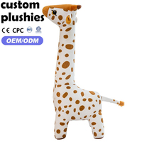 Peluche girafe tachetée blanche et marron Kawaii personnalisée, prix d'usine, jouet en peluche doux à long cou, cadeau pour enfants