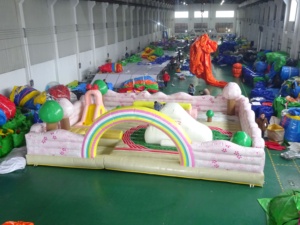 Prix usine extérieur personnalisé PVC arc-en-ciel gonflable parc d'attractions gonflable videur château cours pour les enfants pour l'événement - Product Image 2