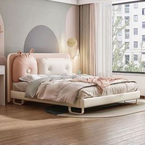 Lit pour enfants Bunny Princess Lit simple moderne en bois massif pour filles Chambre à coucher de petit espace avec un design minimaliste - Product Image 1