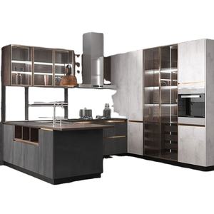 Gabinetes de Cocina Modernos de MDF de 18 mm con Acabado Brillante Australiano, con Bisagras, Correderas para Cajones, Accesorios para Fregadero, Juego de Instalación de 210 cm - Product Image 1