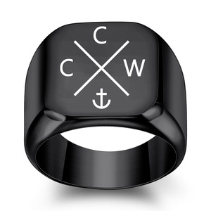 Anchor <b>Titanium</b> Steel <b>Ring</b> 18MM Square Geometric Unisex Jewelry Gift - Product Image 3