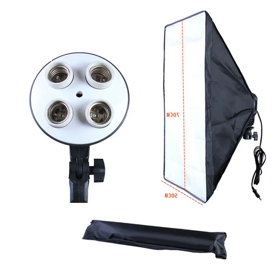 Best sale with carry bag Flash lamp Photography Lightings Kit 50x70cm Soft box E27 Light bulb 5500K Photo Studio Softbox