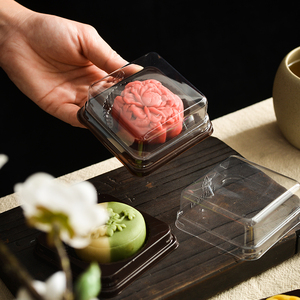 Boîtes à petits gâteaux de lune de 50g, fond transparent, emballage <span class=keywords><strong>individuel</strong></span> carré, mini boîtes en plastique pour gâteaux de lune - Product Image 5