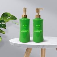 Gel en plastique personnalisé de 300ml shampooing lotion savon liquide bouteille de taille ronde carrée unique pompe emballage de voyage vert transparent