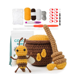 <b>Beginners</b> <b>Knitting</b> <b>Kit</b> <b>for</b> Adults and Kids Bees Crochet <b>Kits</b> with Easy Peasy Yarn and Step-by-Step Video Tutorials - Product Image 1
