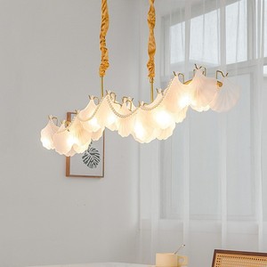 Luminaire suspendu en forme d'anneau en verre nacré style crème blanc chaud, design luxueux, pour chambre à coucher et salle à manger - Product Image 2