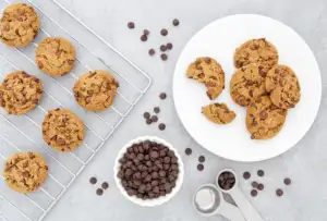 Biscoitos de chocolate com gotas de proteína sem glúten Premium biscoitos de aveia com gotas de chocolate