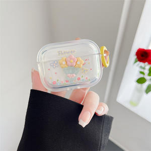 Pour Airpods 1 2 3 Pro <span class=keywords><strong>coque</strong></span> de Protection en TPU <span class=keywords><strong>transparente</strong></span> 3D fleur colorée étui de protection pour écouteurs sans fil - Product Image 2