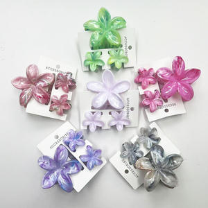 Jiamu – Nouvel ensemble de 3 pinces à cheveux en acrylique style coréen pour femmes et filles, <span class=keywords><strong>2</strong></span> petites + 1 grande taille, accessoires pour cheveux en forme de fleur - Product Image 4