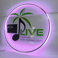 Enseigne LED 3D Commerciale Haute Résolution, Contrôlée par Application, en Acier Inoxydable, Logo Mural Personnalisé, Enseigne de Bureau, Magasin, Intérieur