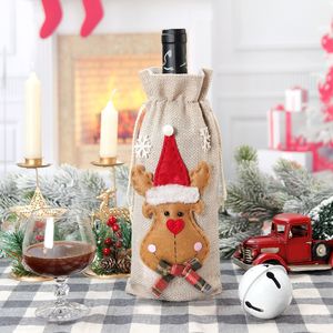 Housse de bouteille de vin de Noël, sac à vin en lin, nouvelle housse de bouteille de champagne de Noël, sac pour bouteille, décoration de table à manger - Product Image 6