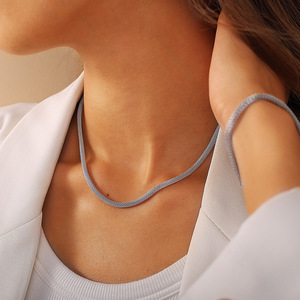 Stainless Steel <b>Bracelet</b> And Necklace <b>Set</b> Silver Minimalist Fashion Jewelry Unisex Gift Occasion XL807-SL413 - Product Image 4