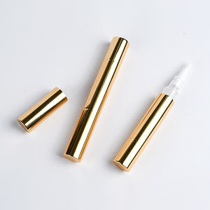 Stylo vide en aluminium doré brillant de 2ml, 3ml, 4ml, 5ml pour gloss cosmétique, vernis à ongles, stylo blanchissant pour les dents, stylo à huile pour cuticules - Product Image 1