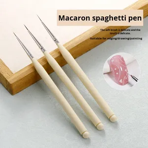 Lot de 3 pinceaux de précision en nylon ultra-fin pour nail art, manche en plastique macaron, virole sertie, pour liner et peinture, stylo de manucure professionnel - Product Image 1