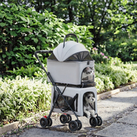 Poussette pliable de luxe légère pour chien, double couche, en tissu Teddy, réglable, en ABS écologique, pour voyage en extérieur, transporteur pour animaux de compagnie