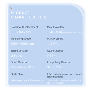 Pompe à eau micro sans balais 24V 12 bars en acier inoxydable SS316L, pompe à engrenages magnétique OEM - Product Image 5