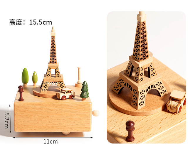 Wooden Hand Cranked DIY Creative Popular Practical Children's Birthday Gift Toy Music Box Customized Music 60s Sound Duration