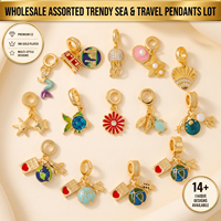 Breloques en laiton plaqué or 18 carats émaillées personnalisées en gros avec pendentifs CZ Thème Voyage Océanique pour la fabrication de bijoux et bracelets DIY